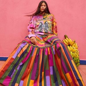 Farm Rio Painted Stripe Maxi skirt